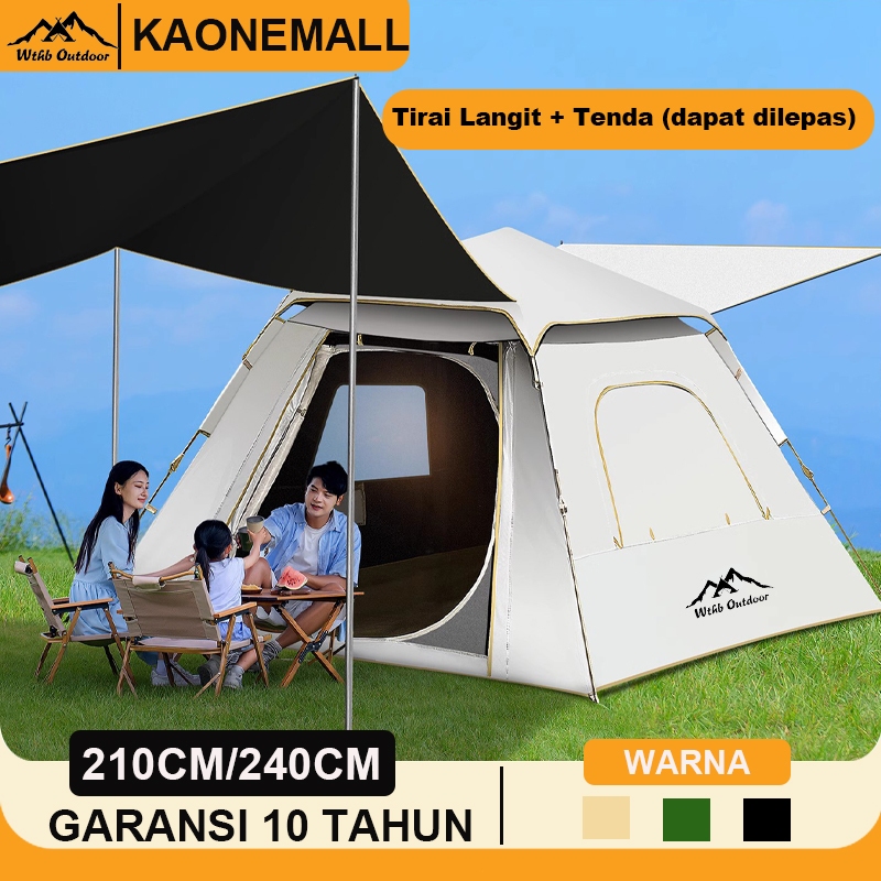 {Kaonemall}Tenda Camping Waterproof Kain 2 IN 1 Tenda berkemah sepenuhnya otomatis tenda camping jum