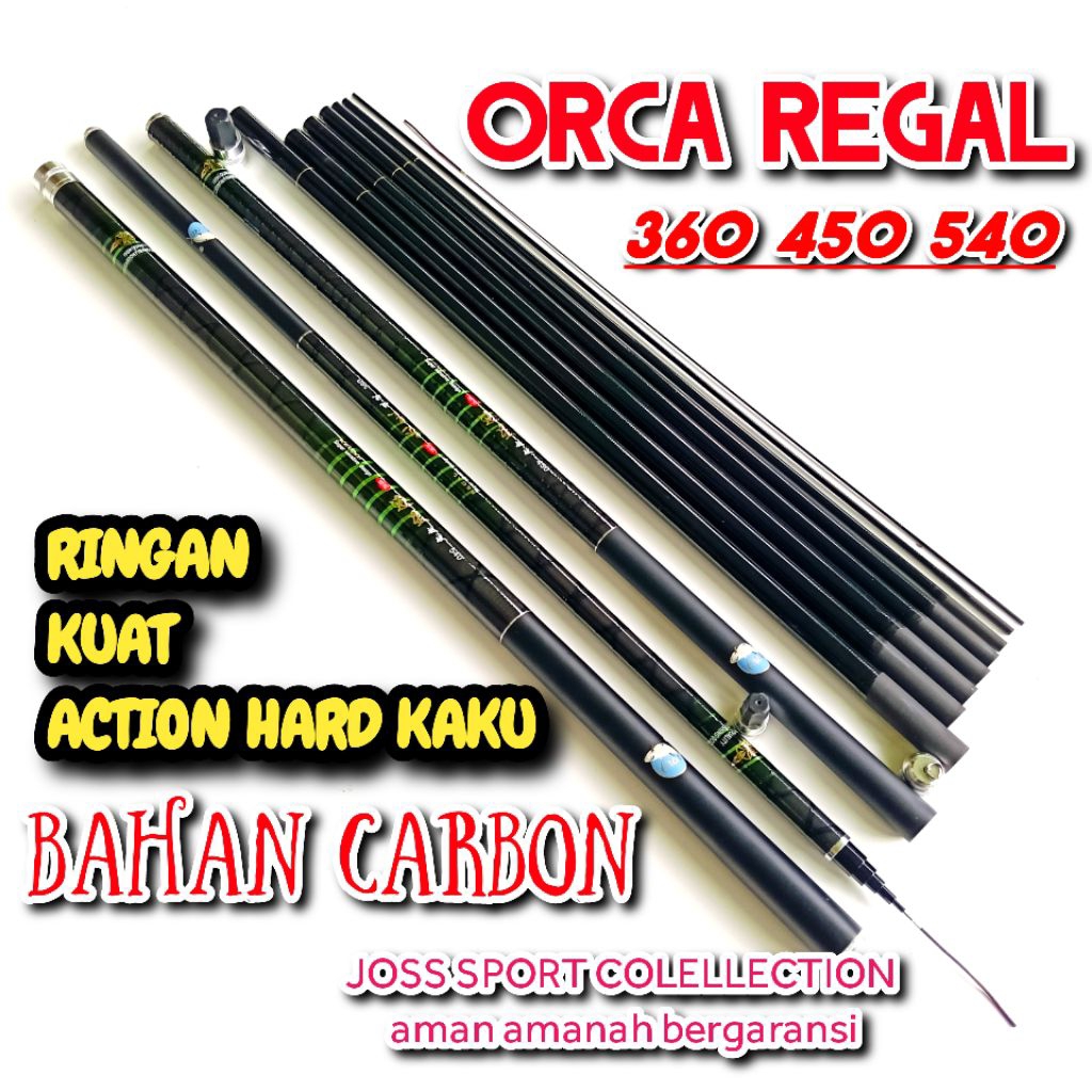 Tegek kaku Orca Regal 360 450 540 bahan carbon kaku ringan kuat