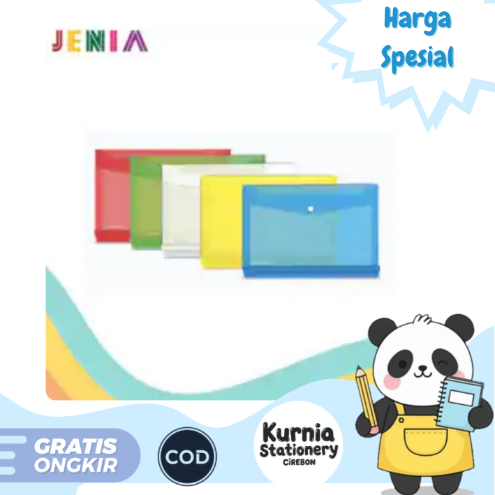 Jenia Map Plastik Kancing / Map Dokumen Kancing Palstik Punggung Transparan (Satuan)