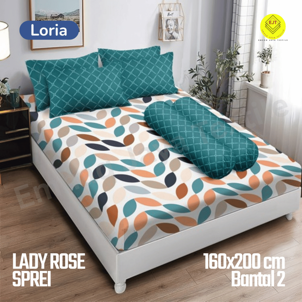Sprei Lady Rose 160x200 cm + 2 Sarung Bantal | Motif Elegan & Karakter