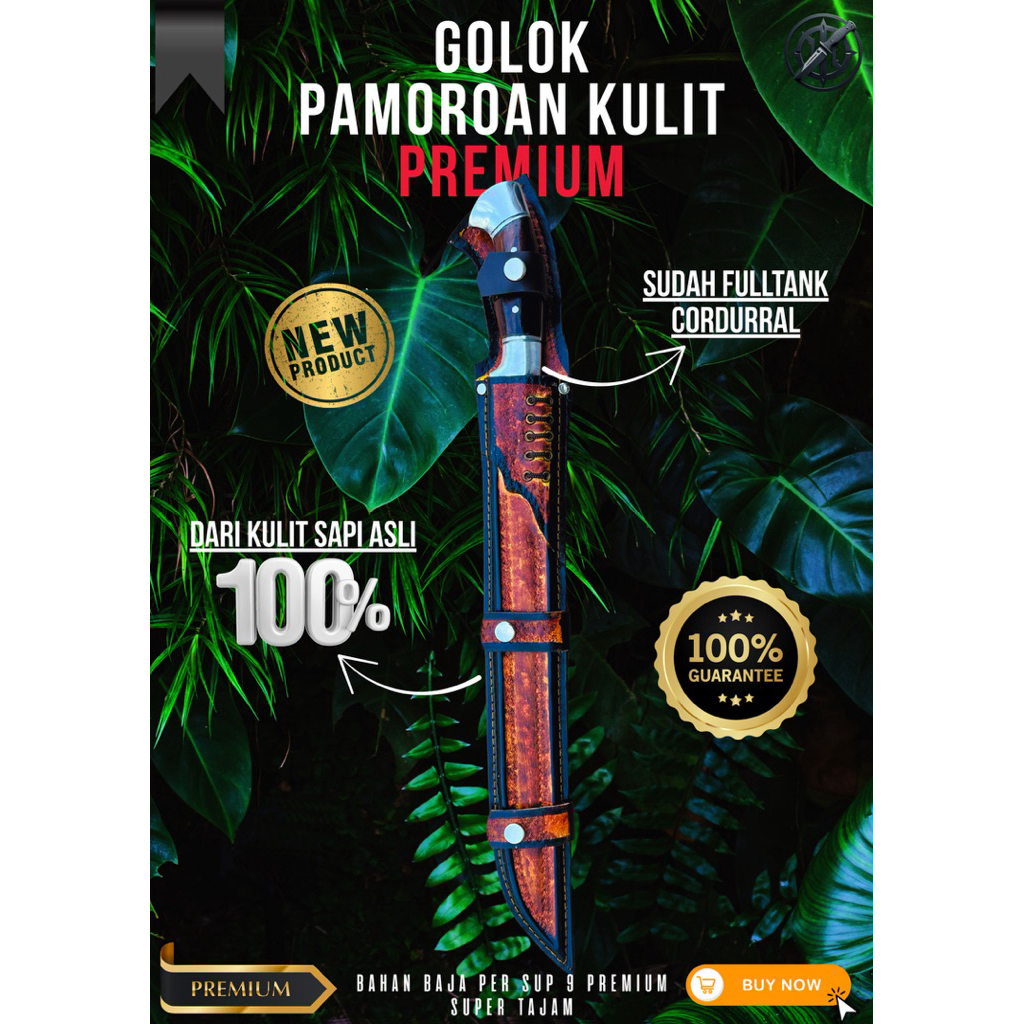 [BAJA PREMIUM] GOLOK KEBUN PAMOROAN KULIT PREMIUM GOLOK BAJA SUPER TAJAM Baja Per SUP9 Asli Original