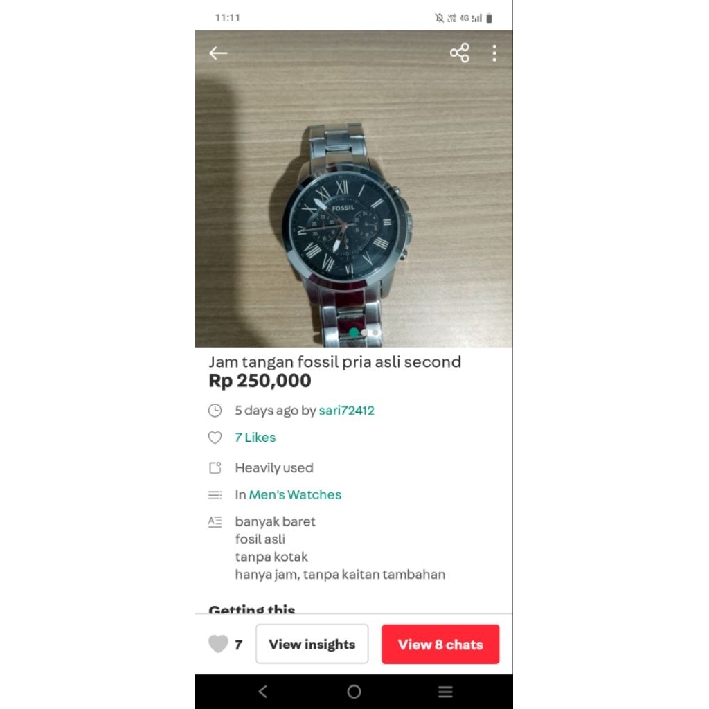 jam tangan fossil pria second