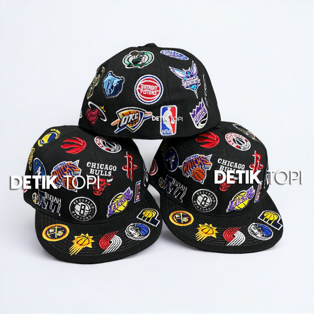 Topi Snapback Build Up NBA Bulls Black Over Patch Bordir Fitted Caps