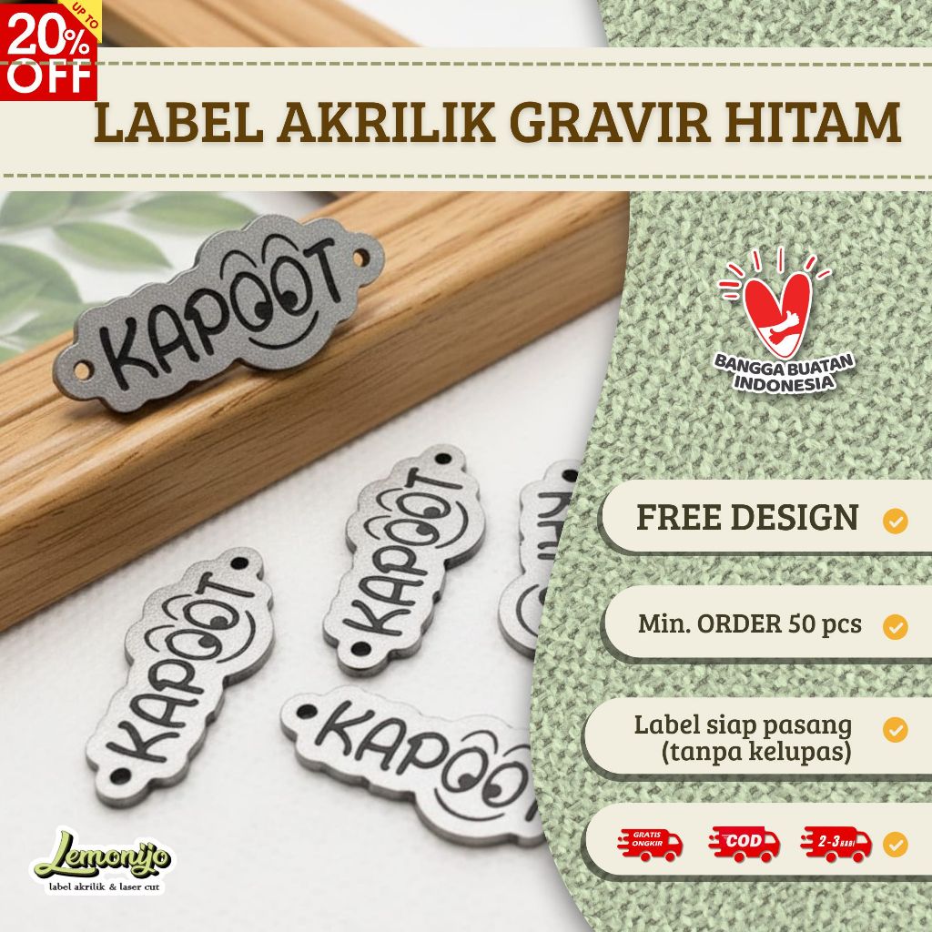 Label Hijab Akrilik Gravir Hitam