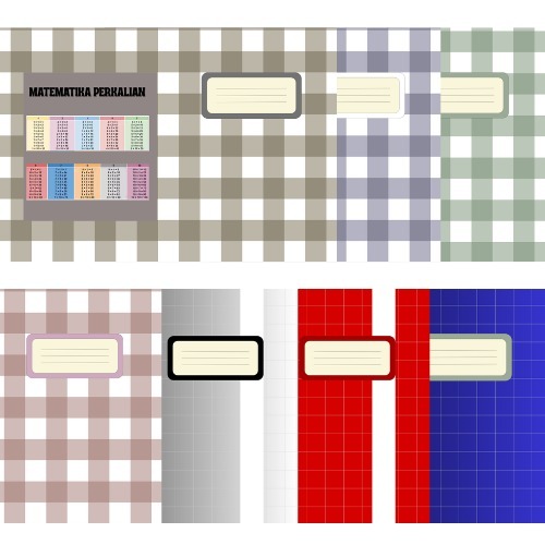 10 Lembar / Sampul Buku Aesthetic motif kota kotak