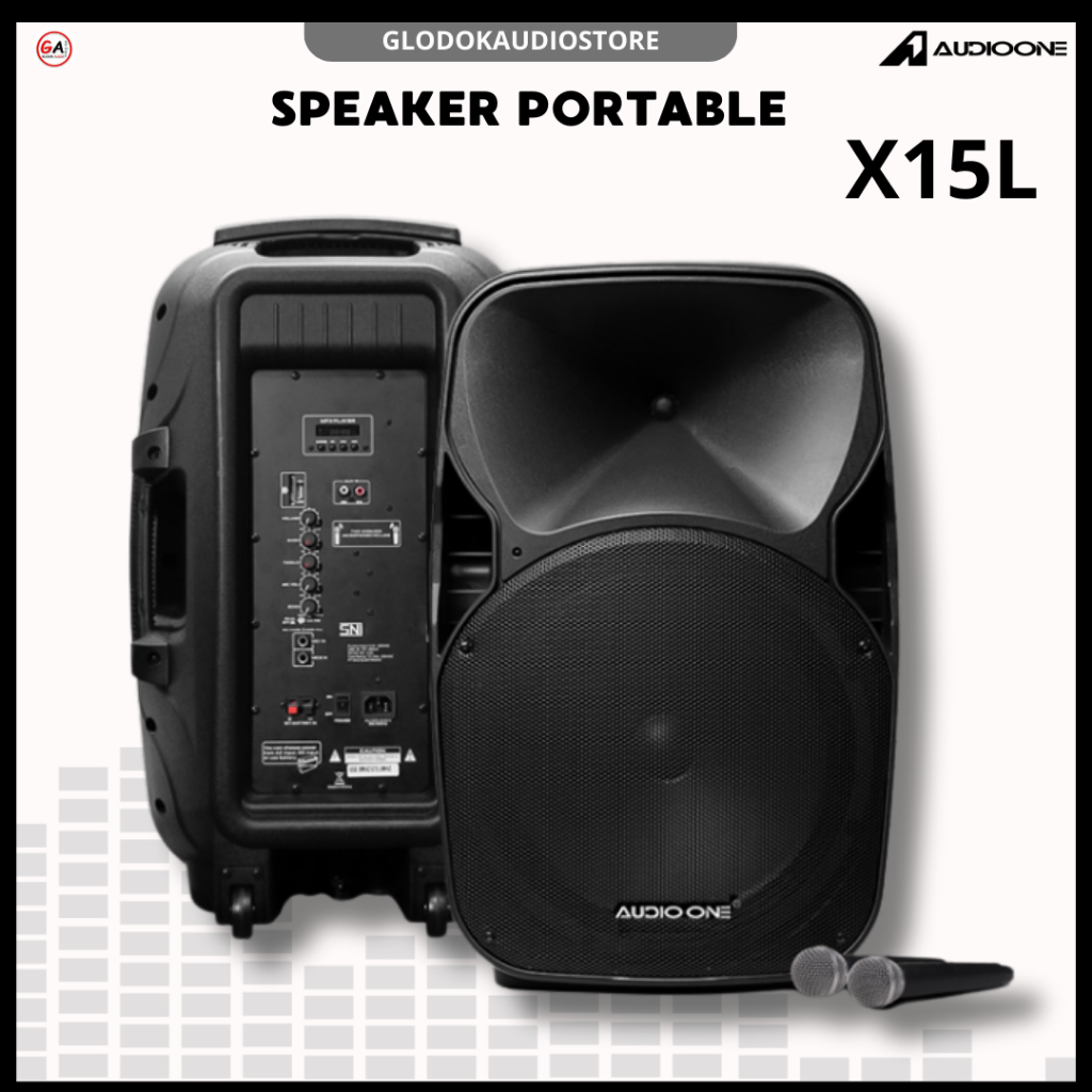 Speaker Portable Audio One 15 Inch X15L Aktif Mic Wireless Bluetooth Sound System l GA