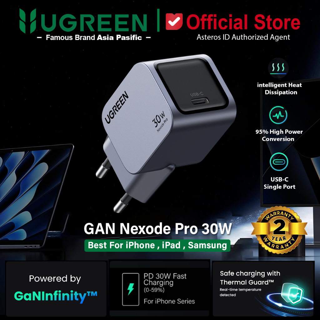 UGREEN Wall Charger GAN Nexode Pro 30w PD Type C Fast Charging For iPad iPhone Samsung
