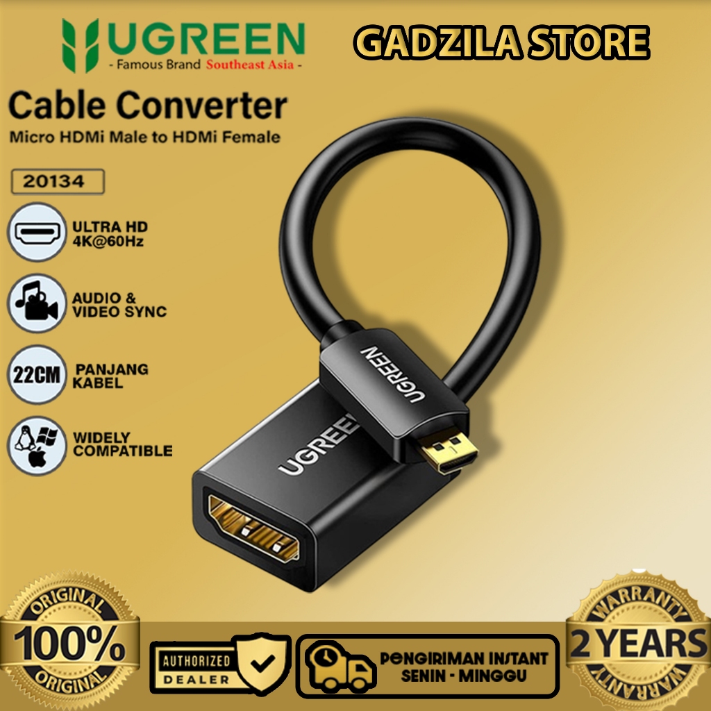 UGREEN Kabel Micro Hdmi Male / Cable Micro Usb To Hdmi Support Hd 4K Colokan Sambungan Layar Tv Moni