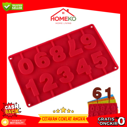 HK Cetakan silikon kue coklat puding jelly karakter aneka bentuk ANGKA 0-9 / CETAKAN COKLAT LOLIPOP