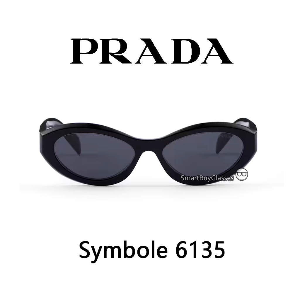 【100%  Original】Kacamata Hitam PRADA Sunglasses Symbole 6135 Polished Black Wanita Pria woman UV400