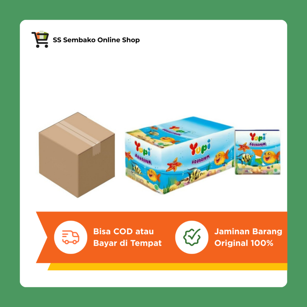Yupi Aquarium – 1 Karton Isi 20 Box (1 Box 12 Pcs @12g) | Permen Gummy Jelly Kenyal Manis Camilan An
