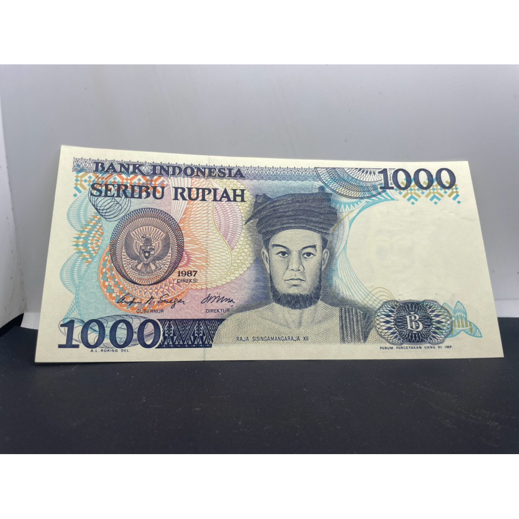 uang kuno 1000 sisinga mangaraja tahun 1987 Baru
