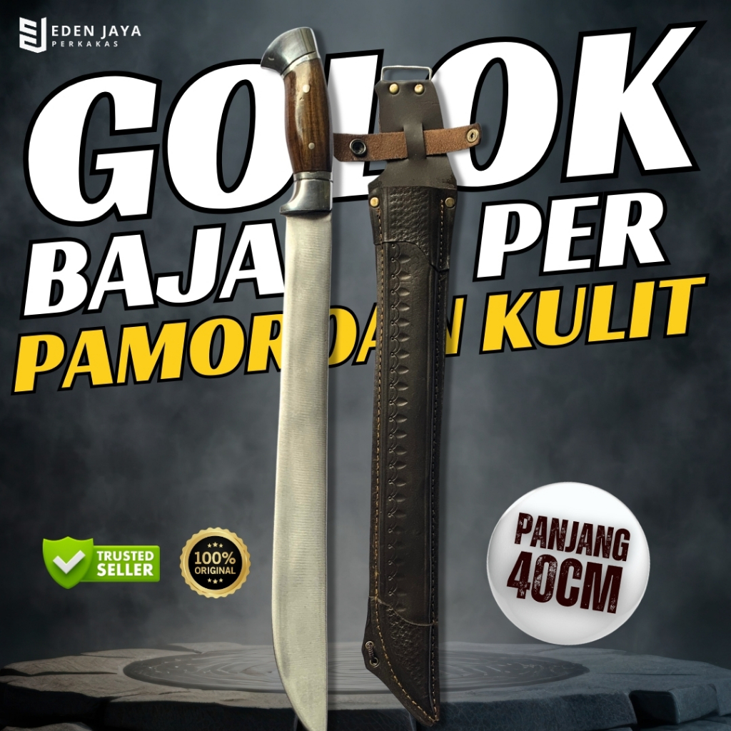 Golok Kebun Multifungsi Pamoroan Kulit Hitam | Golok Tebas Baja Sup9