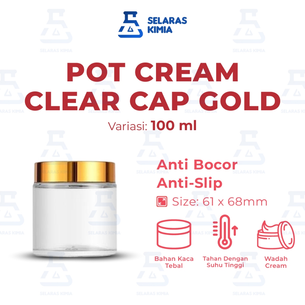 Botol Pot Cream cap gold Kaca Clear / Jar Kaca Tutup gold Clear / Boto Pot Cream Bening Tutup Gold