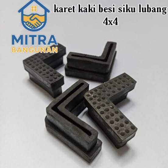 Karet Kaki Siku 4 x 4 Kaki Rak Siku Lubang Besi Tatakan Tiang Rak 4x4 Tebal Kuat