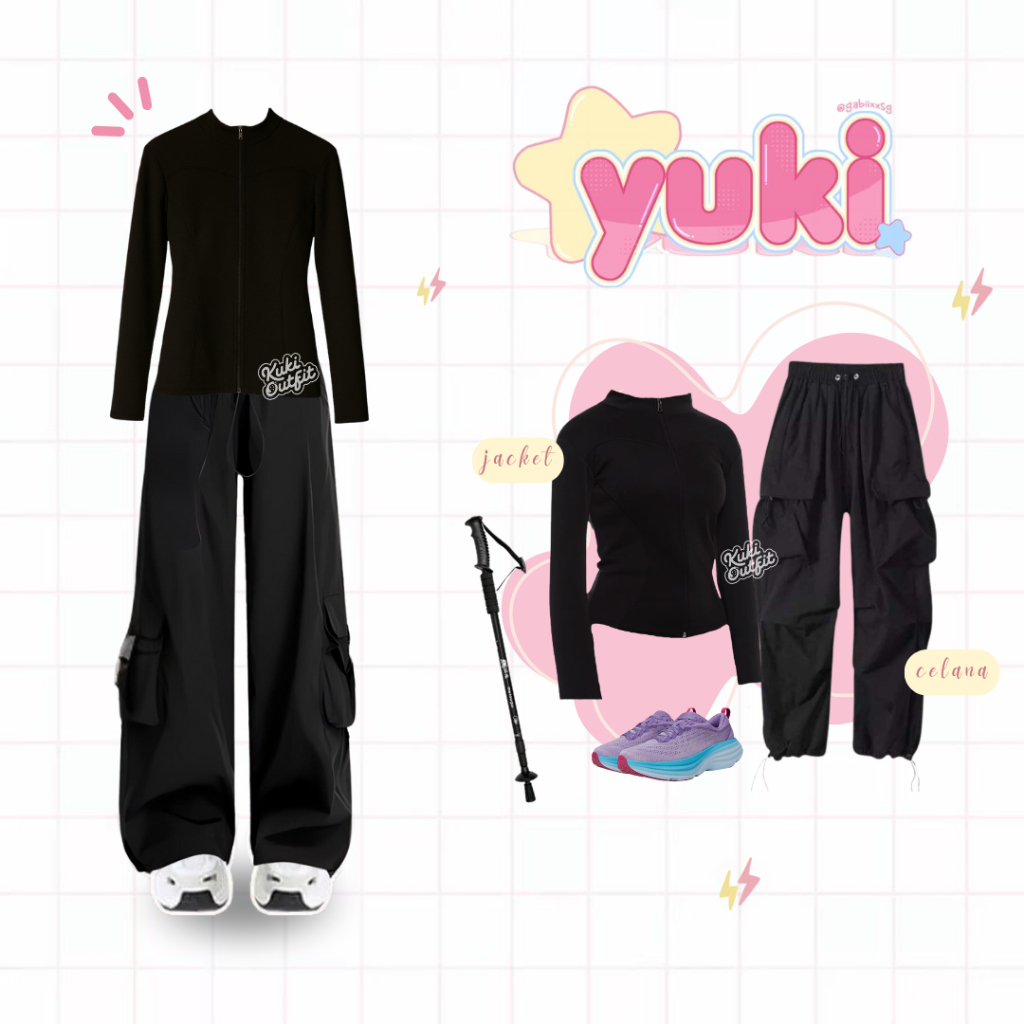 Kuki Outfit - Yuki Setelan Outfit Olahraga Anti UV, Celana Cutbray Wanita, Rok) KA54