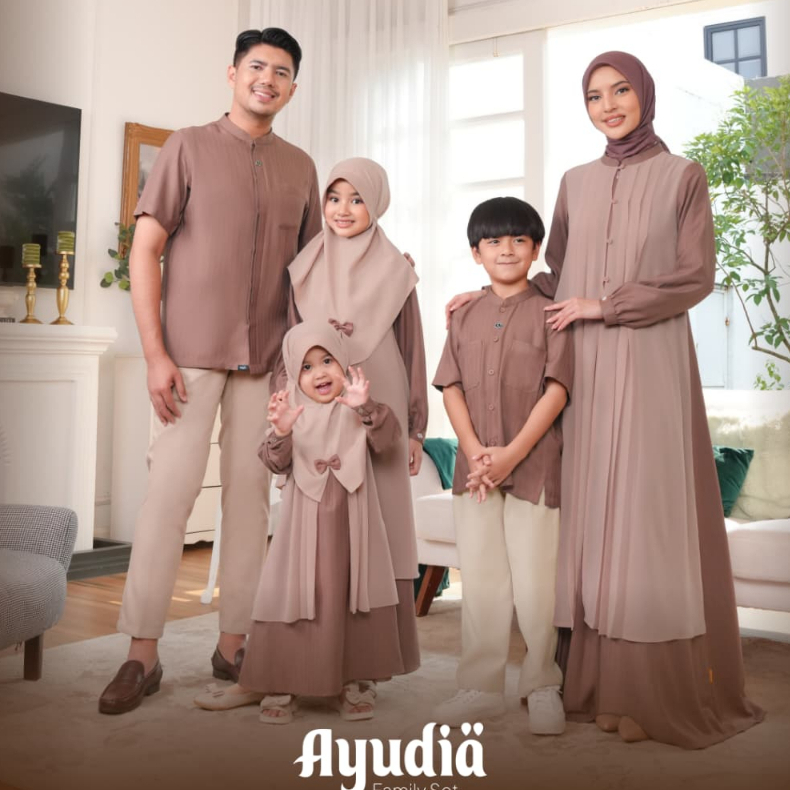 Baju Sarimbit Nibras Ayudia Copper Couple Keluarga Gamis Ibu Anak & Koko Ayah Anak NBRS Rayya Series