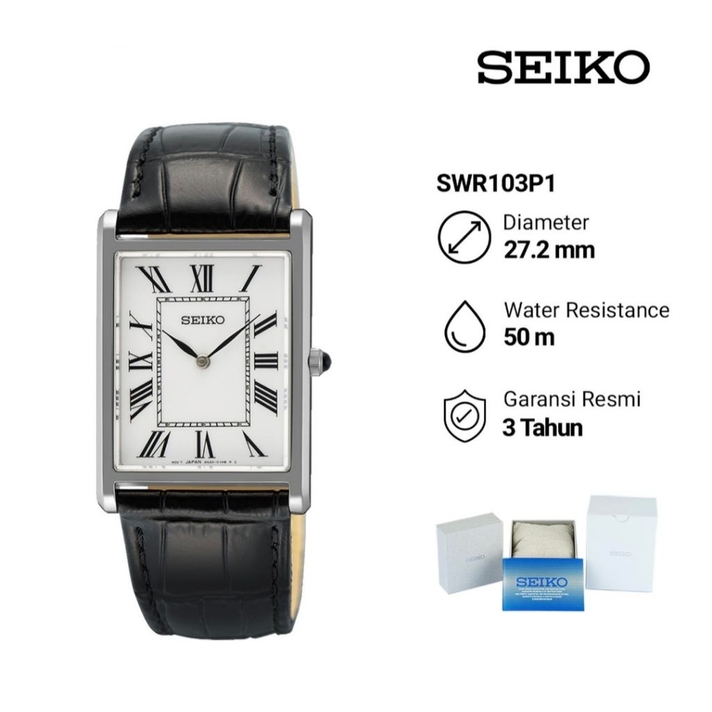 Seiko Tank SWR103P1 Jam Tangan Pria Original