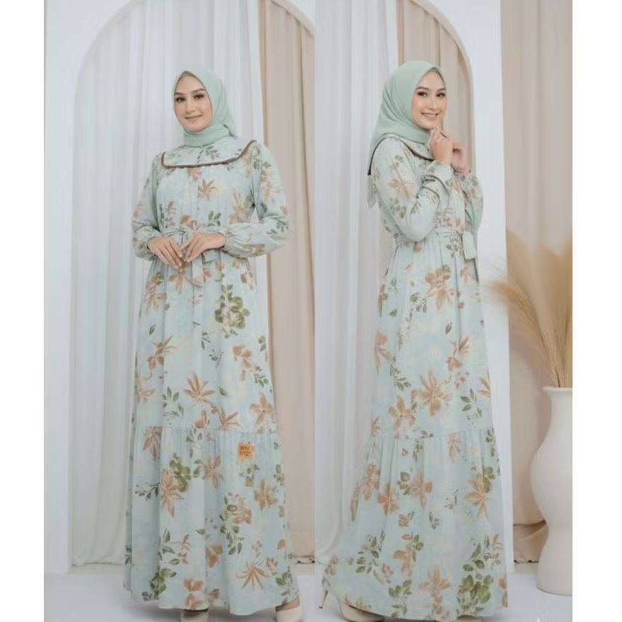 Gamis ceruty lengan balon / dress Ceruty cantik