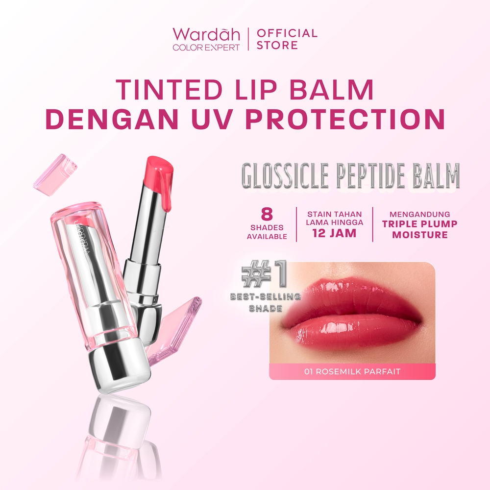 WARDAH Glossicle Peptide Balm - Ombre Glossicle - Lip Balm Dilengkapi dengan Peptide & UV Filter - M