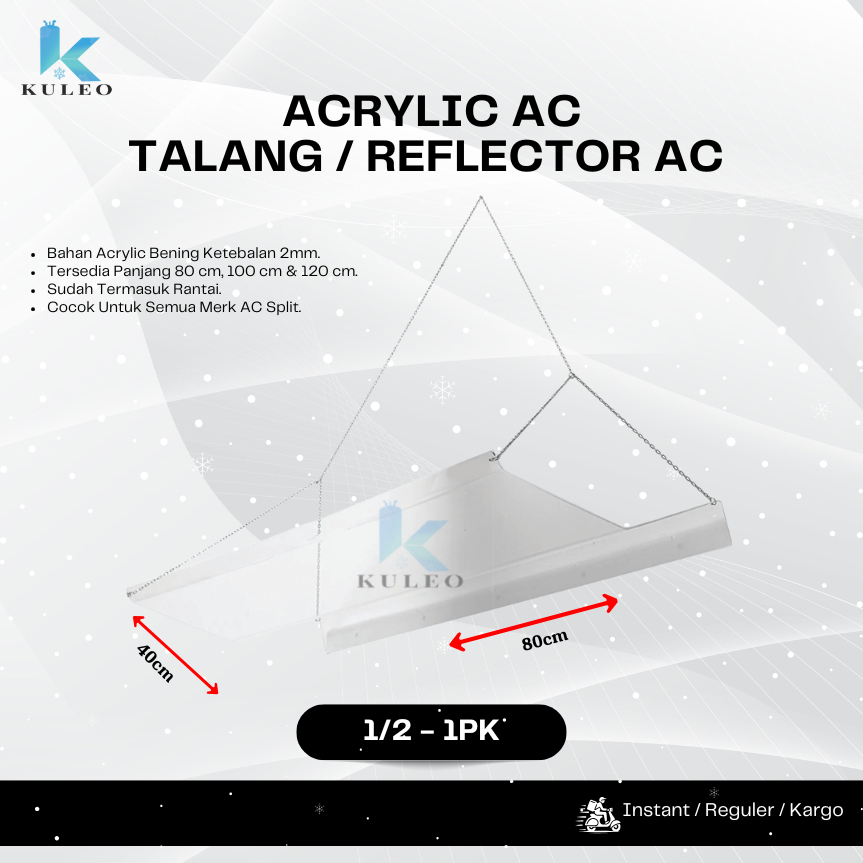 Talang AC Akrilik 1PK - Talang AC Penahan Hembusan Angin - Akrilik AC Indoor 1Pk