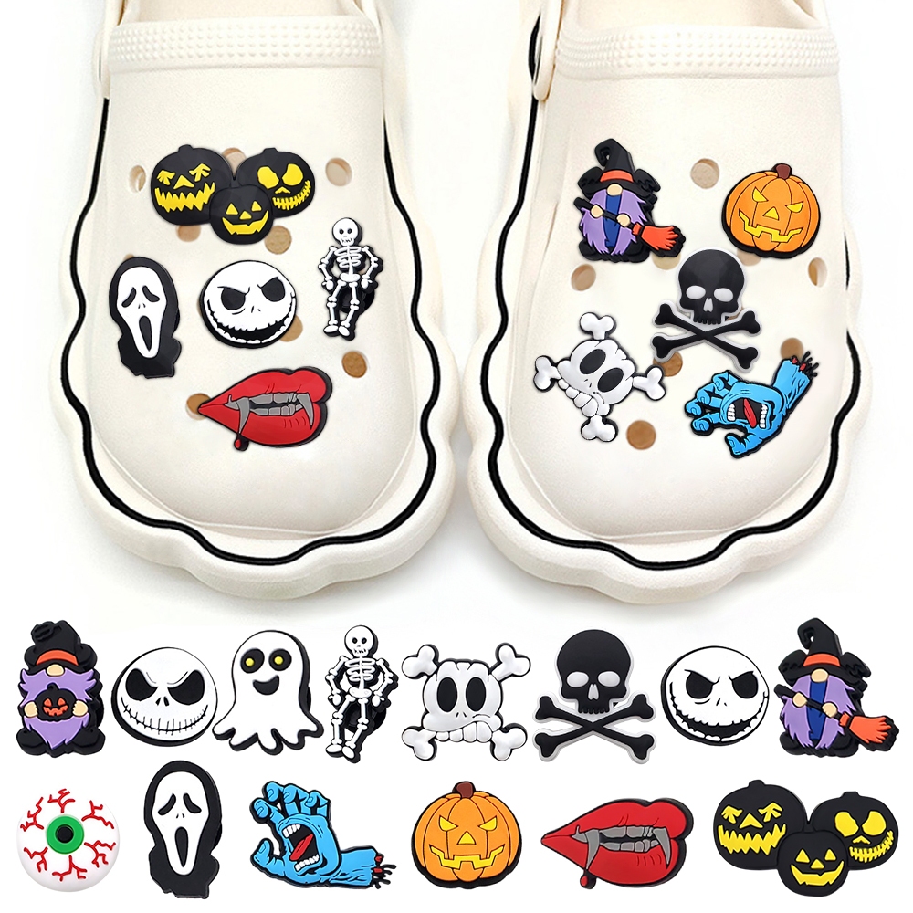 Fashion 1PCS Sepatu Tempelan DIY Kartun Halloween Series Aksesoris Sepatu menghias PVC Untuk Sandal 