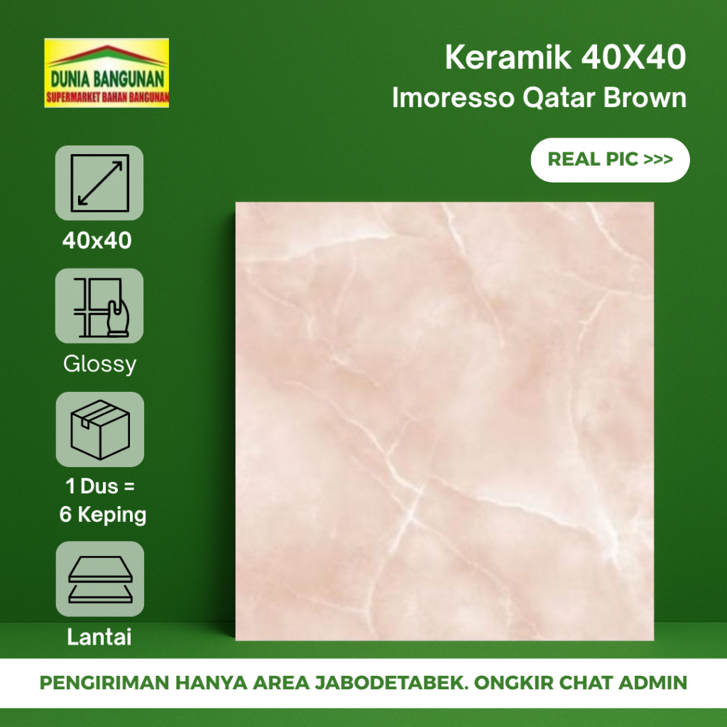 Keramik Lantai 40x40 KIA Impresso Qatar Brown / Keramik Glossy / Keramik Lantai dan Dinding