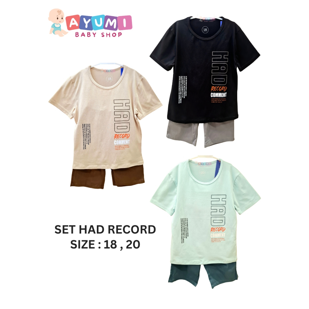 [Happy Time] SET HAD RECORD Setelan Kaos Anak Laki-Laki Lengan Pendek dan Celana Pendek MURAH Limite
