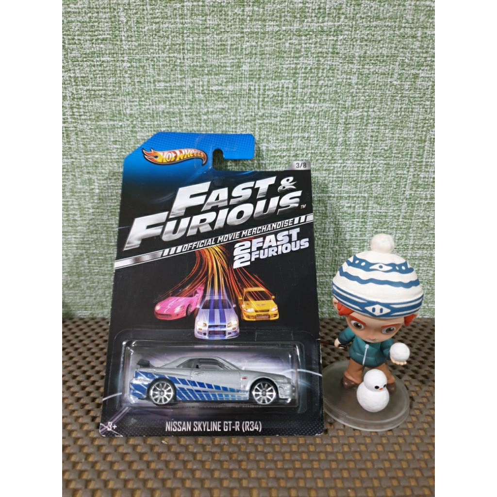 Hot Wheels - Nissan Skyline R34 Fast & Furious Official Movie Merchandise Wing Hitam