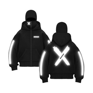 Sweater Hoodie menyala balacava fleece tebal grm 280 cotton fleece