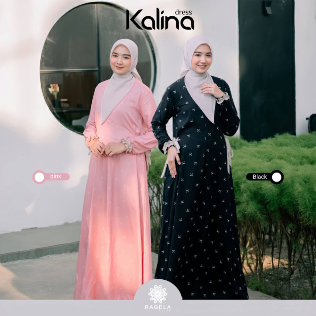 ETHICA KALINA DRESS BY RAGELA HIJAB GAMIS WANITA MUSLIMAH CANTIK SIMPEL ADEM FLOWY RAYON DIAMON PREM