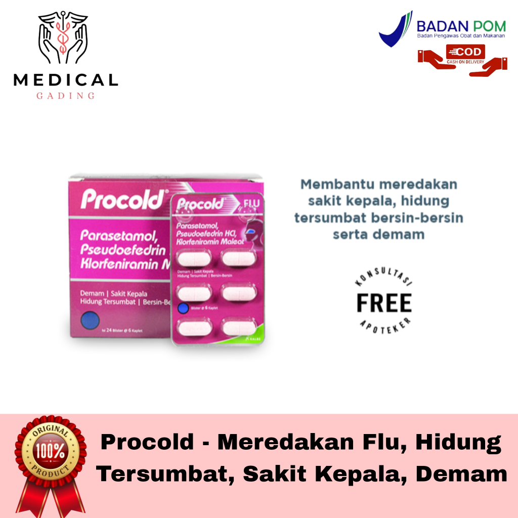 Procold Flu Strip Isi 6 Tablet - Obat Flu Dewasa Dan Anak