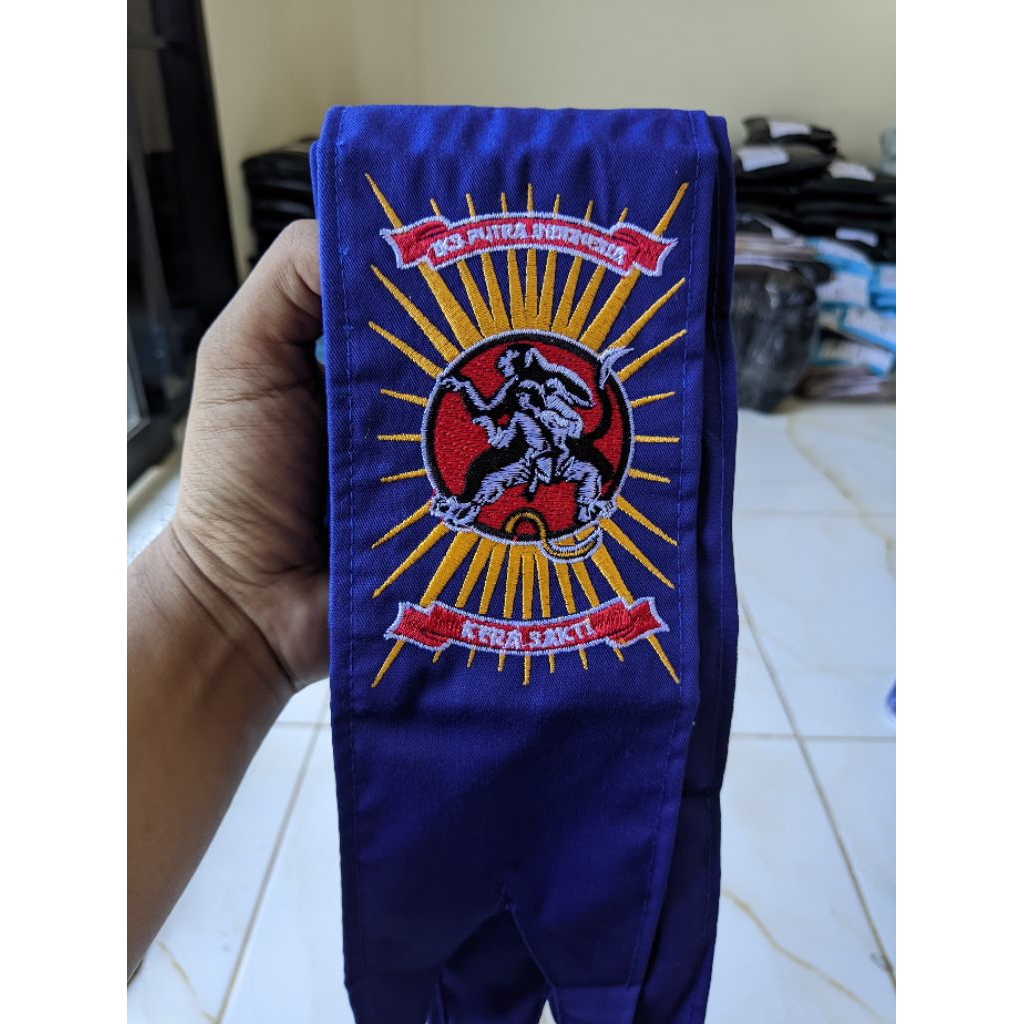 sabuk iks.pi kera sakti /Sabuk pencak silat, sabuk biru dril 3meter iks.pi kera sakti.