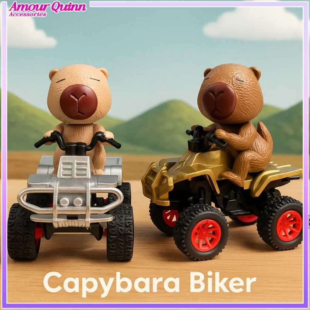 Mainan Capybara Biker – Figur Lucu Naik ATV Motor Mini