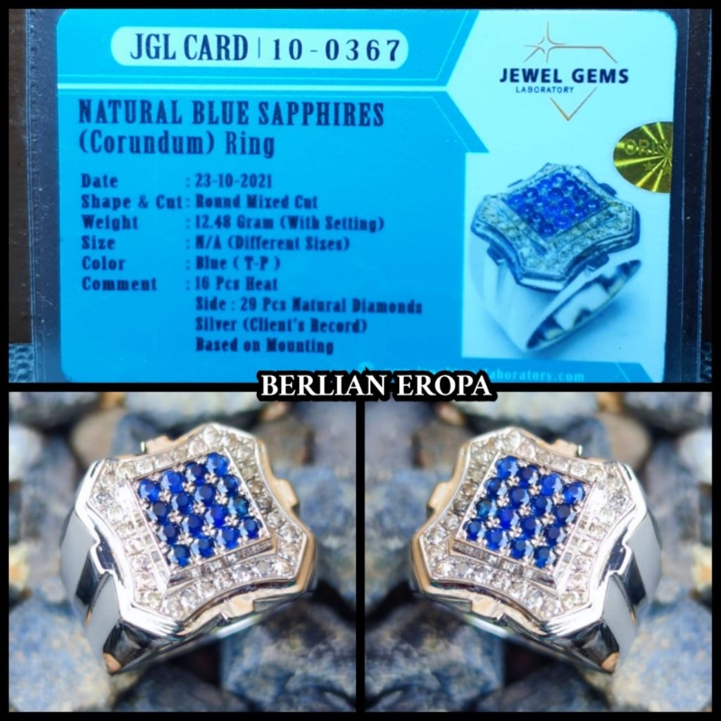 natural blue sapphire srilanka + full berlian putih super vvs1
