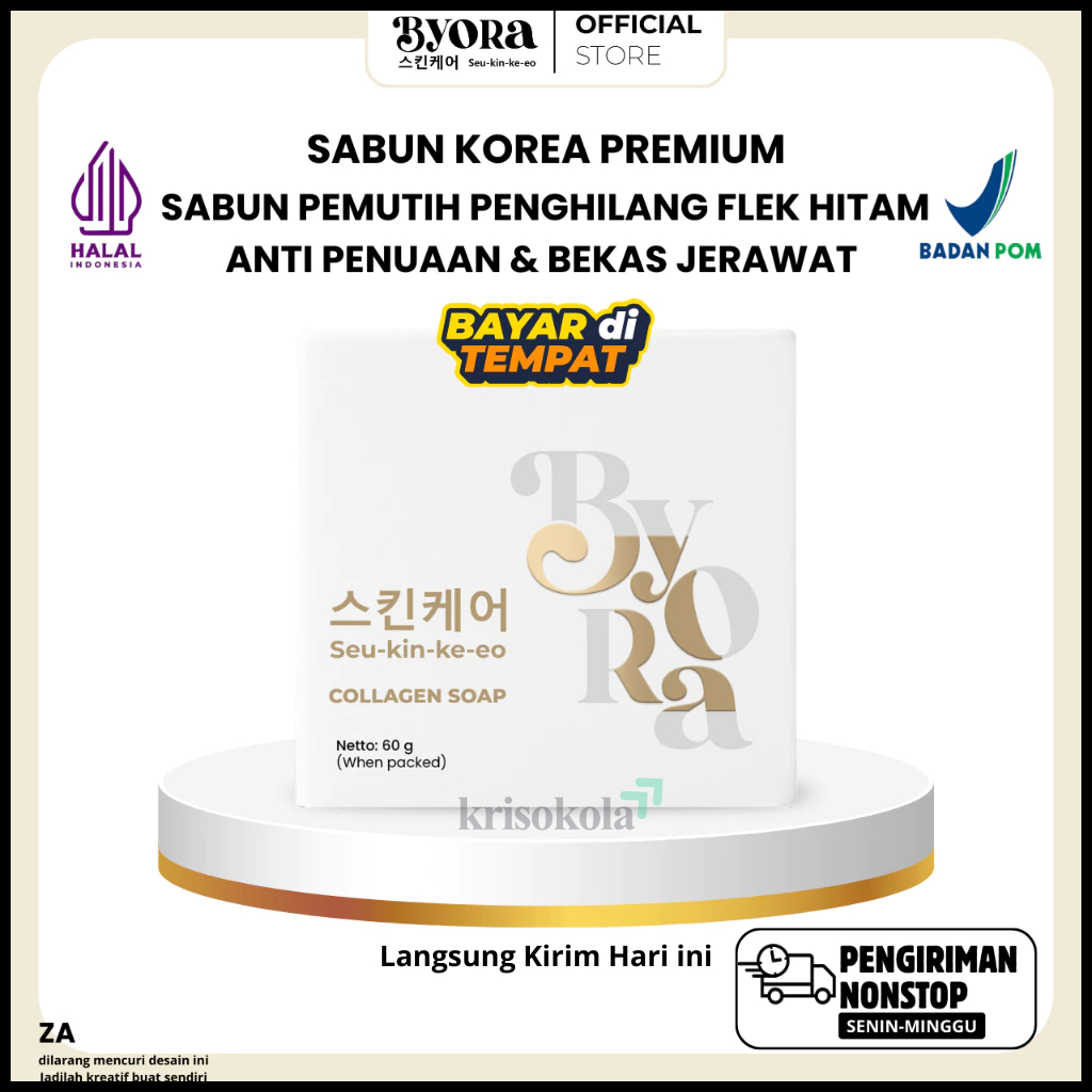 RM ByoRa Sabun Korea Premium Pemutih Pembersih Pencerah Wajah & Badan Wanita Pria Terdaftar BPOM