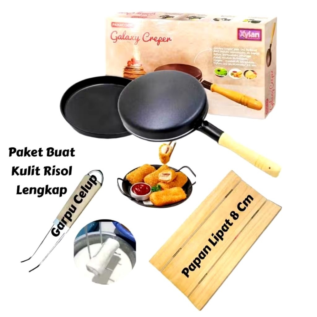 lengkap teplon kulit Paket lengkap teplon kulit risoles / Wajan walik crepes anti lengket kulit riso