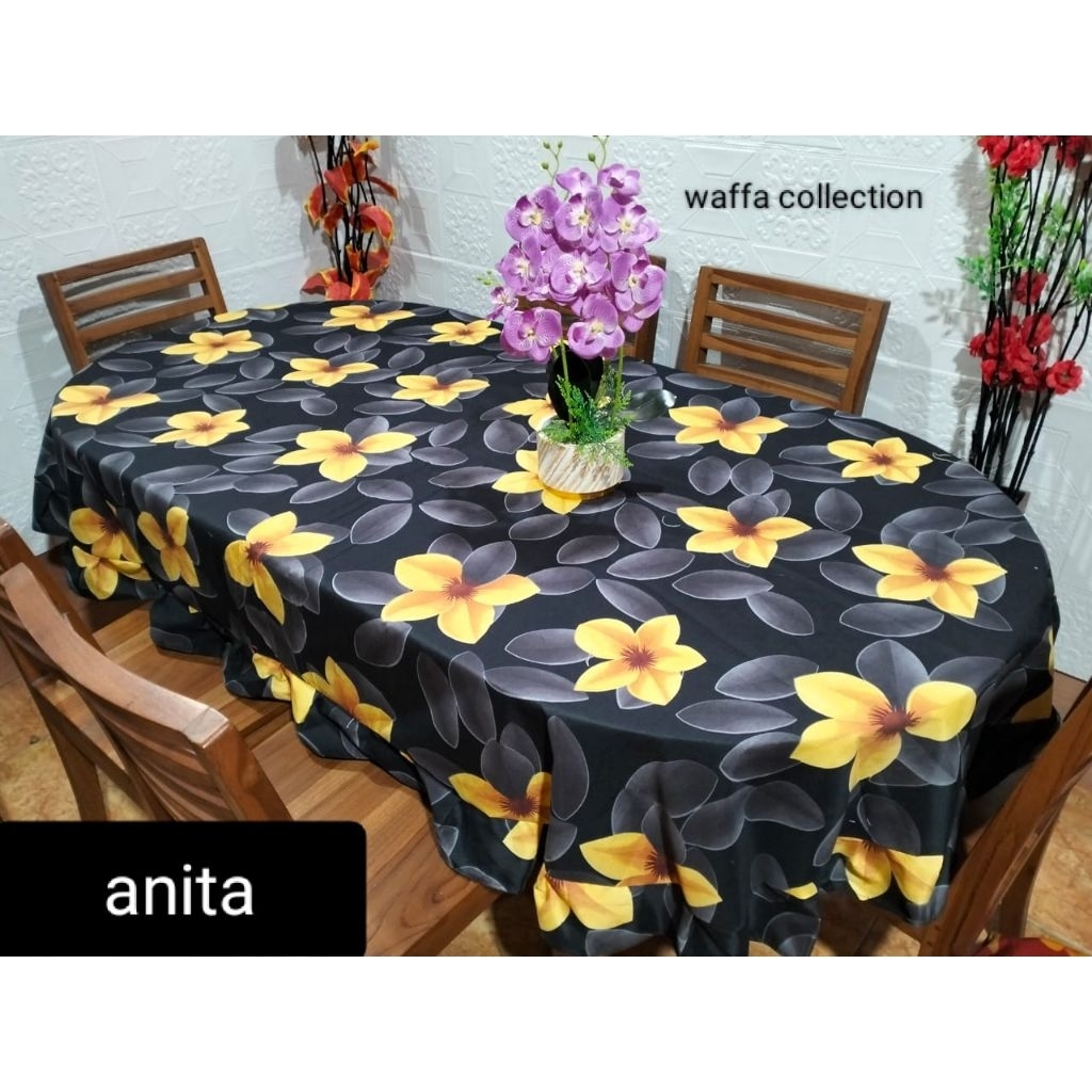 Taplak meja Makan Oval 6/ 4 kursi
