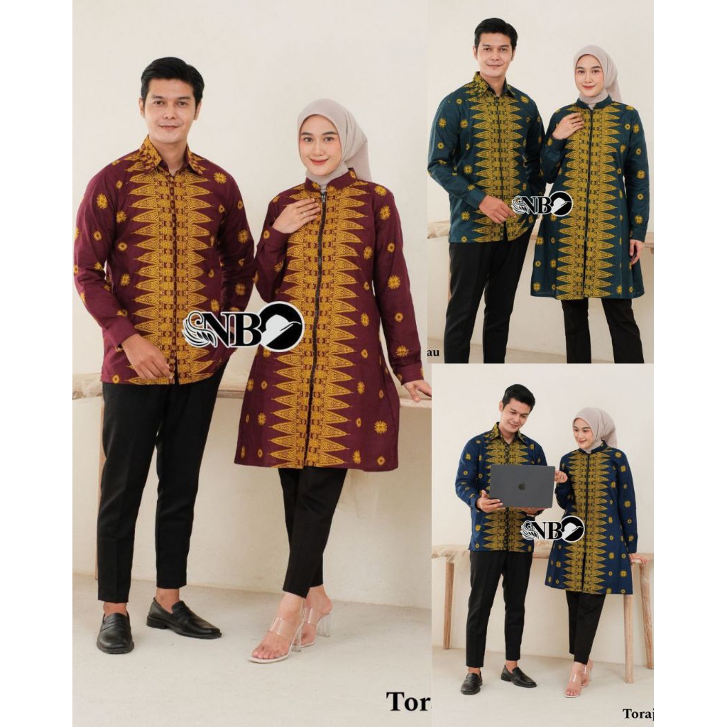 Batik Couple Modern (BATIK TRUNTUM) - Baju Batik Couple Terbaru Motif Toraja Tunik Wanita Lengan Pan