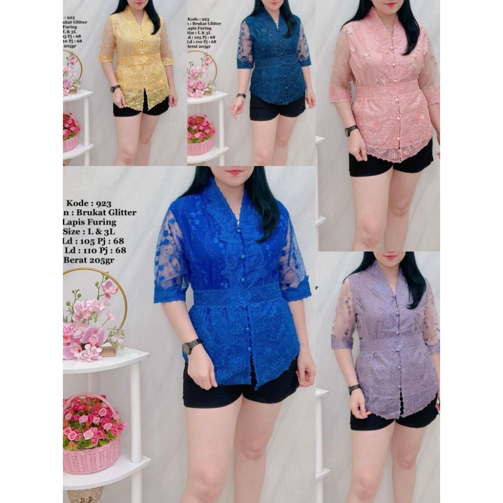 Atasan blouse kebayang 923/atasan blouse brukat/atasan wanita brukat/blouse wanita brukat murah/COD