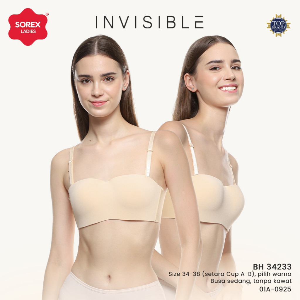 Sorex Invisible Bra Busa Sedang Tanpa Kawat Kait 1 Nilon Mix Setara Half Cup A-B Cup 1/2 Bra BH 3423