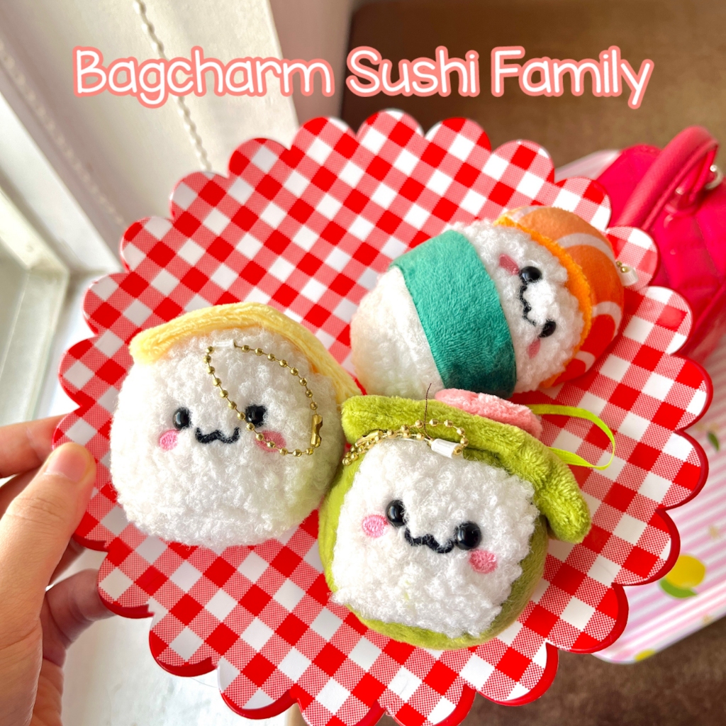 Bagcharm Sushi family Salmon tamago momiji / gantungan tas sushi jepang japan jellycat jellycakes lu