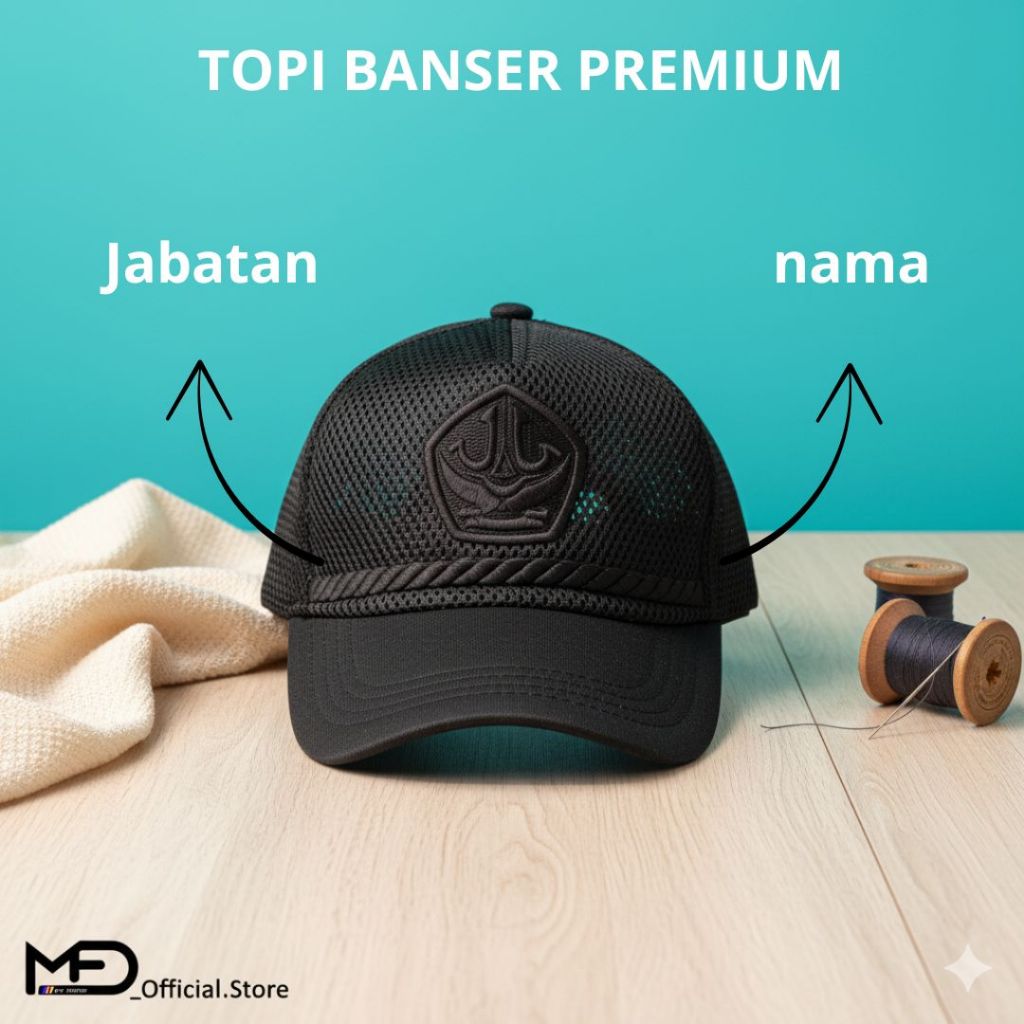 Topi Jaring BANSER PROVOST PREMIUM full Hitam Bordir Timbul Gratis Nama