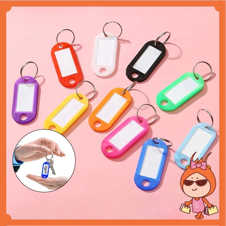 Tag Gantungan Kunci Label Nama Keychain Ring Name Tag Gantungan Kunci Plastik Ganci NameTag Serbagun