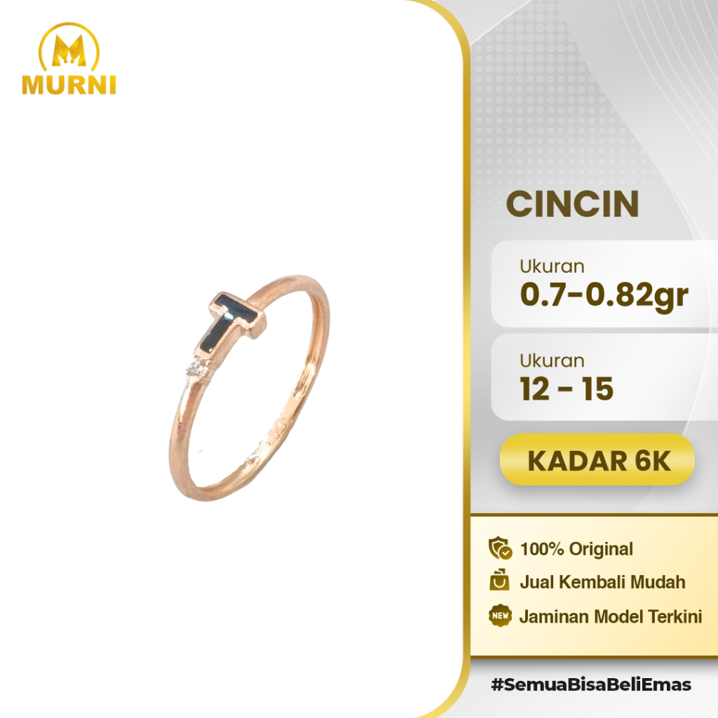 Cincin Tiffany Minimalist Charm 6K Murni Bekonang