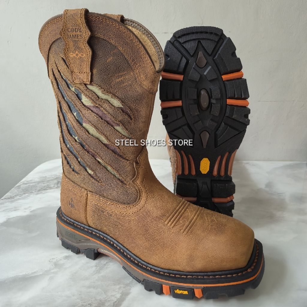 Cody James Men's 11" Flag Western Safety Work Boots