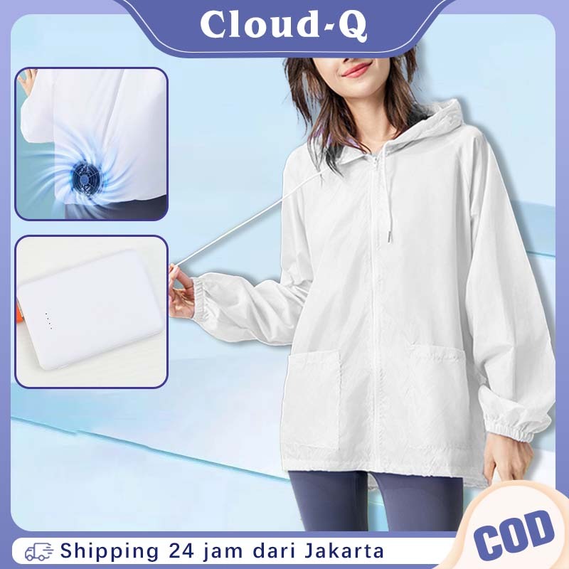 Jaket Anti Uv Wanita Pria / Jaket Olahraga Wanita Pria Anti Uv / Jaket Ac Dengan Bank Daya Upf 50