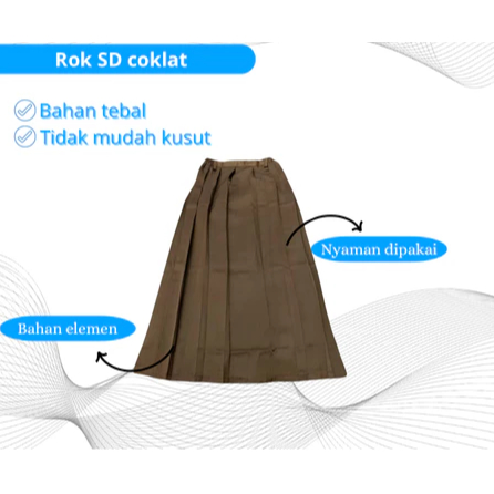 Seragam Sekolah Rok SD Coklat Pramuka Rempel Panjang Bahan Elemen