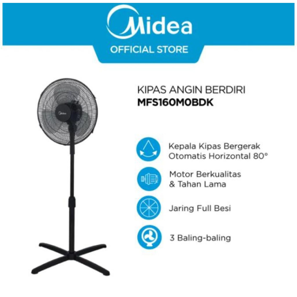 KIPAS ANGIN BERDIRI MIDEA 16INCH MFS160M0BDK Stand Fan MIDEA 16INCH KIPAS MIDEA