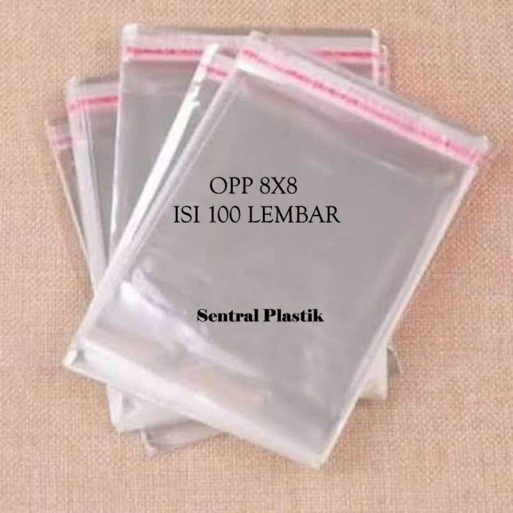 Plastik OPP Bening Lem Perekat 8x8